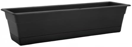 Bloem Dura Cotta Window Box Planter: 30" - Black - Large Box with Tray, Weatherproof Resin Box, Removable Tray for Indoor & Outdoor Use, Gardening, 4 Gallon Capacity