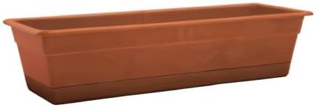 Bloem Dura Cotta Window Box Planter: 30" - Terra Cotta - Large Box with Tray, Weatherproof Resin Box, Removable Tray for Indoor & Outdoor Use, Gardening, 4 Gallon Capacity