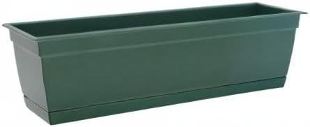 Bloem Dayton Window Box Planter: 24" - Turtle Green - 100% Recycled Durable Plastic Box, Elevated Feet, for Indoor and Outdoor Use, Gardening, 5 Gallon Capacity