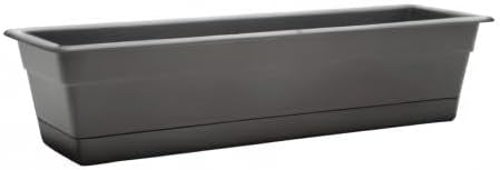 Bloem Dura Cotta Window Box Planter: 24" - Charcoal - with Tray, Weatherproof Resin Box, Removable Tray for Indoor & Outdoor Use, Gardening, 3 Gallon Capacity