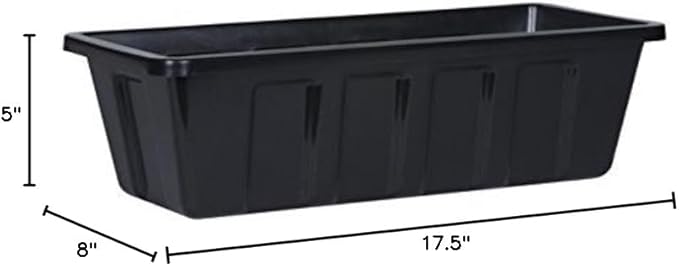 Root & Vessel Poly-Pro Plastic Flower Box Planter, Black, 18-Inch