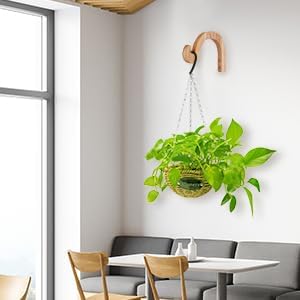 7-Inch Hanging Plant Brackets, Arc-Shaped Wooden Plant Hanger Indoor, Wall Mount Hooks for Outdoor Hanging Bird Feeders, Flower Baskets Pots, Wind Chimes, Lanterns
