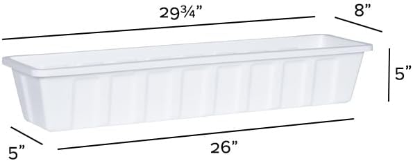 Root & Vessel Poly-Pro Plastic Flower Box Planter, White, 30-Inch