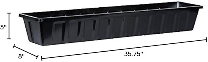 Root & Vessel Poly-Pro Plastic Flower Box Planter, Black, 36-Inch