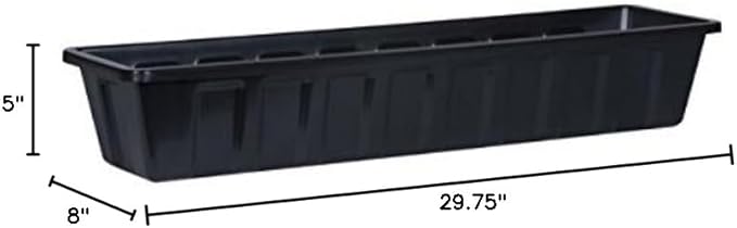 Root & Vessel Poly-Pro Plastic Flower Box Planter, Black, 30-Inch