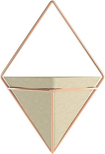 Umbra Trigg Hanging Planter Vase Wall Decor, Set of 2 Pots Containers for Succulents, Cactus, Faux Plants, and More, Small, Grey/Copper