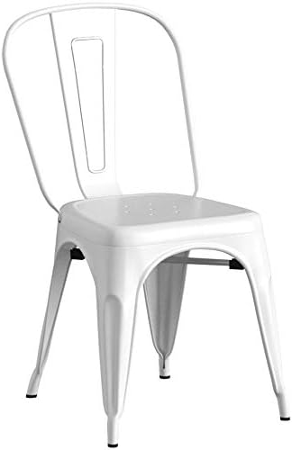 FDW | Set of 4 Metal Dining Chairs | Cream | Stackable Tolix Side Chairs with Backrest | Scratch-Resistant | Non-Slip Feet | Indoor/Outdoor Use | 330 lbs Capacity | Ideal for Kitchen & Restaurant