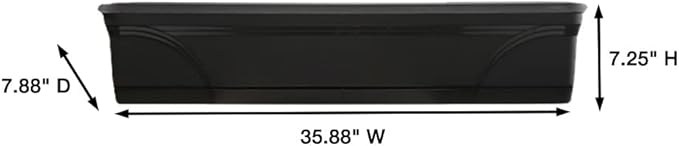 Southern Patio 36 Inch Medallion Weatherproof and Sunray Protected Plastic Hanging Windowsill Garden Box Planter with Drainage Holes, Black