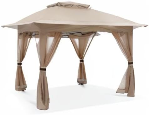 COOSHADE 13x13 Pop Up Gazebo Tent Outdoor Canopy Patio Shelter with Mosquito Netting(Khaki)