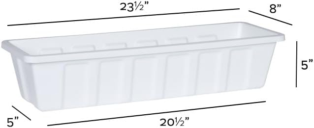 Novelty Poly-Pro Plastic Flower Box Planter, White, 24-Inch