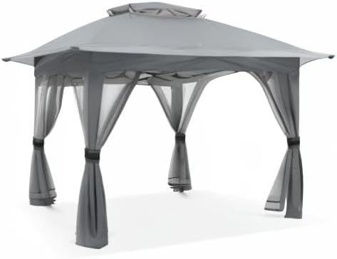 COOSHADE 13x13 Pop Up Gazebo Tent Outdoor Canopy Patio Shelter with Mosquito Netting(Grey)