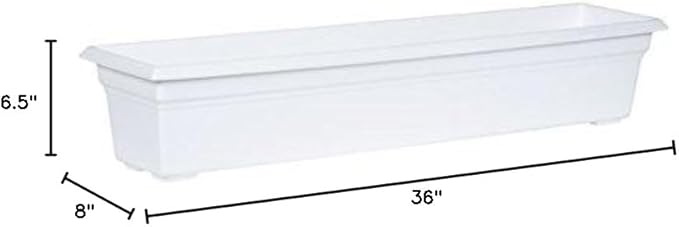 Root & Vessel 16362 Countryside Flower Box Planter, 36-Inch, White.