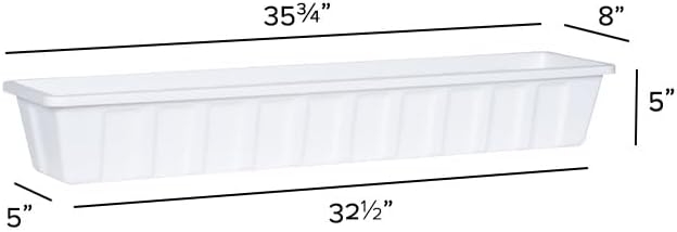 Root & Vessel Poly-Pro Plastic Flower Box Planter, White, 36-Inch