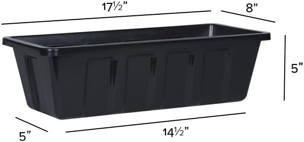 Root & Vessel Poly-Pro Plastic Flower Box Planter, Black, 18-Inch