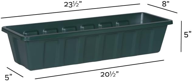Root & Vessel Poly-Pro Plastic Flower Box Planter, Hunter Green, 24-Inch