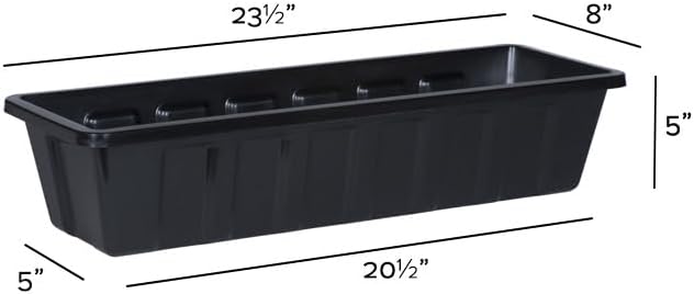 Root & Vessel Poly-Pro Plastic Flower Box Planter, Black, 24-Inch