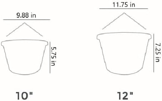 The HC Companies 12 Inch Euro Hanging Planters, Lightweight UV-Resistant Plastic Hanging Planters for Indoor & Outdoor Plants, 2-Pack Hanging Flower Pots for Garden, Patio & Home Decor, Clay