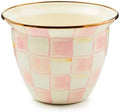 MACKENZIE-CHILDS Flowerpot, Decorative Garden Pot for Growing Plants, Pink-and-White Rosy Check