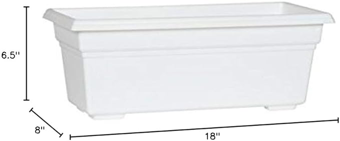 Root & Vessel 16192, White, Countryside Flower Box Planter, 18-Inch