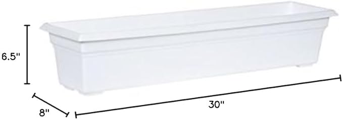 Root & Vessel Countryside Flower Box Planter, White, 30-Inch