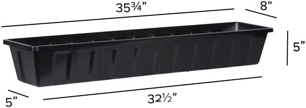 Root & Vessel Poly-Pro Plastic Flower Box Planter, Black, 36-Inch