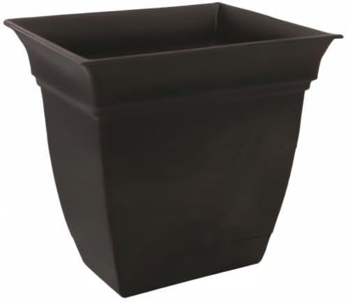 The HC Companies Eclipse Square Plastic Planter w/ Attached Saucer - Outdoor & Indoor Plant Pot with Drainage Holes - Lightweight, UV-Resistant Plastic Pots For Plants (12" Black, Pack of 1)