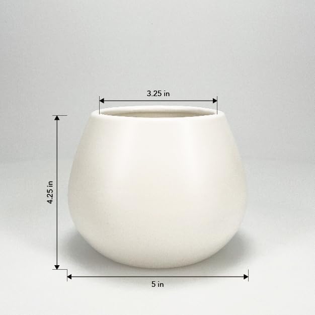 Kate Sleek Matte White Plant Pot Indoor, 5 Inch Pot for Plants, Lightweight, Minimal Style, Tabletop Decorative Garden Pot at Living Room, Work Desk, Ceramic Planter for Indoor Plants, Faux Flower