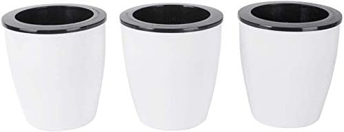 5.2“ Self Watering Planter White Flower Pot, 3 Pcs Medium Planter Pot, Mini Plant Pot, for All Plants, Herbs, African Violets, Succulents, Flowers Or Start Plants, White, 5 inch