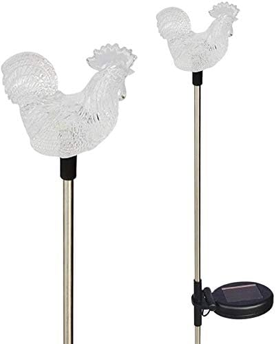 Solar Garden Stake Lights with Color Changing LED or Regular White LED Landscape Path Lights (Set of 2) (Rooster)