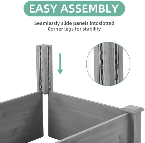 Over Ground 96x28x10 inch Raised Garden Bed, Large Wood Planter Box for Outdoor Herbs Vegetables Flowers, Tool-Free Quick Assembly Patio Yard Gardening Container, Durable Natural Cedar Frame