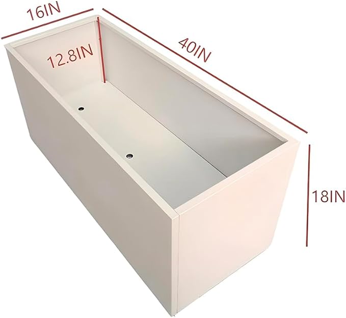 40" L x 16" W x 18" H Metal Large Rectangular Planter - Long Planter Box for Outdoor Patio/Porch Planter Boxes Outdoor Modern Design for Plants, Flowers, Garden,Spliced Flower Pot (White)
