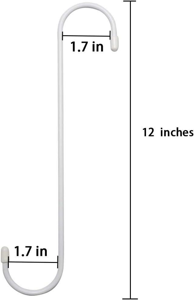 6 Pack 12 inch Extra Large S Hooks White Heavy Duty Plant Hanging Hooks Long S Shaped Extension Hooks for Kitchenware,Utensils,Pergola,Closet,Flower Basket,Garden,Patio,Indoor Outdoor Uses