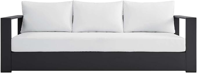 Modway Tahoe Aluminum Outdoor Patio Sofa in Gray White