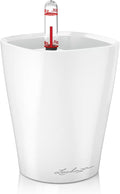 Lechuza MINI-DELTINI Cream White High Gloss, Self-Watering Small Indoor Planter, H5.1 L3.9 W3.9, 0.4L in