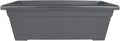 The HC Companies 28 Inch Romana Planter Box with Drainage Plug, Lightweight UV-Resistant Plastic Outdoor Planters, 1-Pack Flower Box for Garden, Patio, Balcony, and Fence, Warm Gray