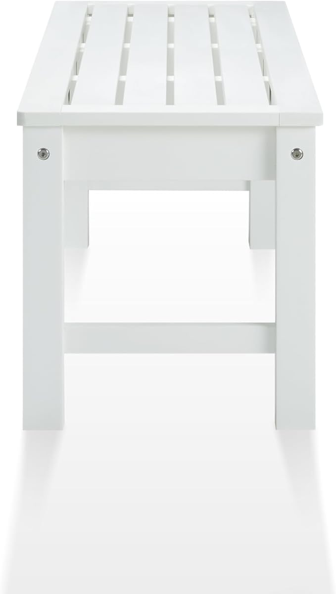 Psilvam Outdoor Bench, Two Person Poly Lumber Porch Bench, Weatherproof Garden Bench That Never Rot and Fade, Patio Bench Suit for Garden, Porch, and Park (2 pcs, White)