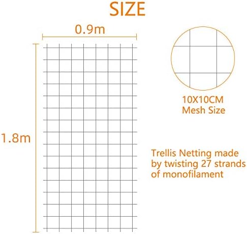 Pack of 2 Cucumber Tomato Trellis Netting, Heavy Duty Garden Netting for Climbing Plants Support, Pea, Grape, Bean, Fruit, Vegetables - 4" Mesh Size, 3Ft x 6Ft