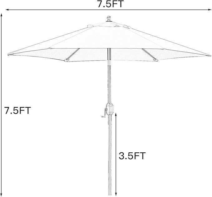 Sunnyglade 7.5' Patio Umbrella Outdoor Table Market Umbrella with Push Button Tilt/Crank, 6 Ribs (Purple)