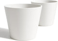 Wide Planters for Outdoor Plants, Extra Large Indoor Flower Pots for Garden, Front Porch, Patio - Round Resin Planter Set of 2 (White, 16 inch - 2 Pack)