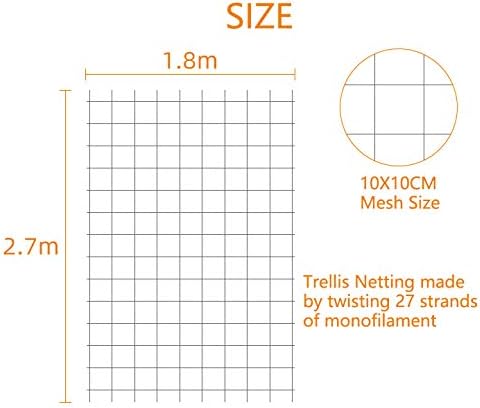 Pack of 2 Cucumber Tomato Trellis Netting, Heavy Duty Garden Netting for Climbing Plants Support, Pea, Grape, Bean, Fruit, Vegetables - 4" Mesh Size, 6Ft x 9Ft