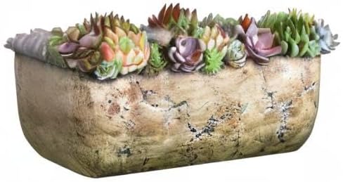 Classic Home and Garden Dakota Rectangular Planter Box w/Drain Plug - Small Succulent Pots for Window Sills & More - Shallow Trough Planter for Indoor Outdoor Use (8” Earth Moss Gray)