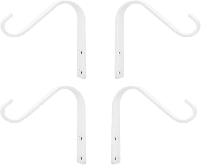 5 Inch Cast Iron Plant Hook – White Wall Mounted Hanging Bracket for Large Baskets, Lanterns or Wind Chimes – Sturdy Metal Hook with Screws for Indoor Outdoor Use