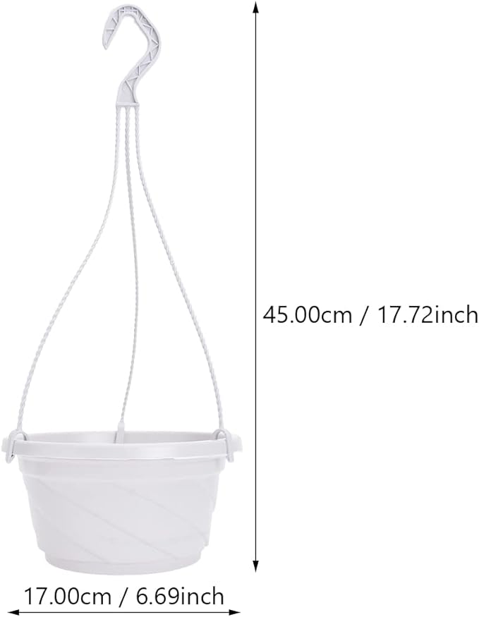 DOITOOL 10 Pack Hanging Plastic Pots for Plants with Hook, Garden Flower Plant Pot Container Baskets Hanging Nursery Planter Holder for Indoor Outdoor Garden Decor (White,6.7 Inch)