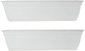 The HC Companies 30 Inch Eclipse Window Planter Box with Drainage Holes & Attached Saucer, Lightweight UV-Resistant Plastic Indoor & Outdoor Planters, 2-Pack Flower Box for Garden & Home Decor, White