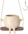 Swing Face Planter Pot - Hanging Smiley Planter for Indoor and Outdoor Plants, Succulents, String of Pearls - Cute Creative Swing Gifts for Holidays and Parties