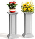 36in Tall Resin Planter Set of 2,Large Outdoor Planter for Porch, Garden, and Balcony, Weight-Bearing Top, Weather-Resistant, Classic Estate Design for Flowers and Trees(Ashen)