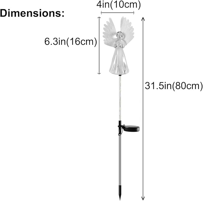 2 Pack Solar Angel Lights Outdoor Decor, Decorative Color Changing Waterproof LED Angel Stake Lights for Cemetery Grave Garden Patio Yard Art Lawn Decoration, Grave Markers, Memorial Gifts