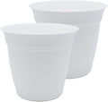 The HC Companies 20 Inch Eclipse Round Planter Pots with Drainage Holes & Attached Saucer, Lightweight UV-Resistant Plastic Indoor & Outdoor Planters, 2-Pack Flower Pots for Garden & Home Decor, White