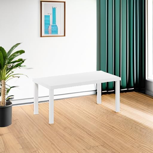 Furinno CLASSIC Coffee Table, Modern Rectangle Coffee Table with 1.8" Triple Thick Tabletop, Side Table, Toolless Assembly, for Living Room, Home Office, White
