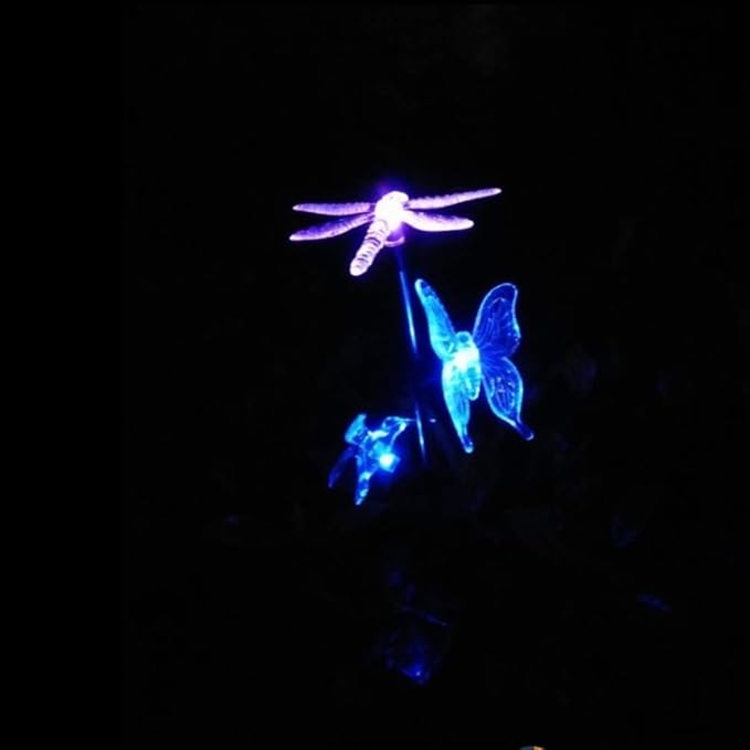 Solar Garden Stake Lights Hummingbird Butterfly and Dragonfly Multi-Color Changing Decorative Landscape Light for Garden Patio Lawn Yard Decorations